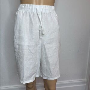 Eileen Fisher 100% Organic Linen Mid Thigh White Shorts Women’s Size Large